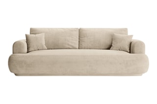 Canapé convertible Adriana - Beige clair - 3 places - En tissu velours