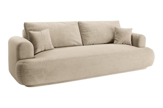 Canapé convertible Adriana - Beige clair - 3 places - En tissu velours