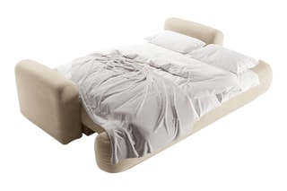 Canapé convertible Adriana - Beige clair - 3 places - En tissu velours