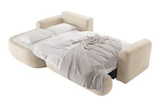 Canapé d’angle gauche modulable et convertible Adriana - Beige clair - 5 places - Tissu velours