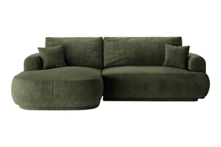 Canapé d’angle gauche modulable et convertible Adriana - Vert - 5 places - Tissu velours