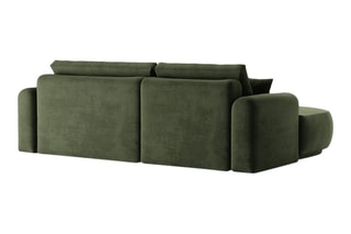 Canapé d’angle gauche modulable et convertible Adriana - Vert - 5 places - Tissu velours