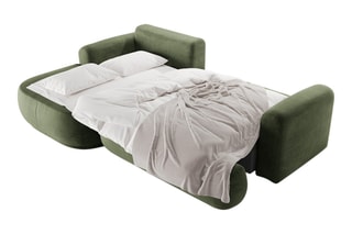 Canapé d’angle gauche modulable et convertible Adriana - Vert - 5 places - Tissu velours