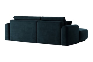 Canapé d’angle gauche modulable et convertible Adriana - Bleu pétrole - 5 places - Tissu velours