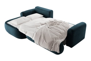 Canapé d’angle gauche modulable et convertible Adriana - Bleu pétrole - 5 places - Tissu velours