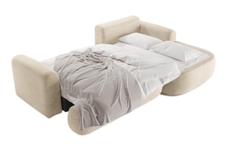 Canapé d’angle droit modulable et convertible Adriana - Beige clair - 5 places - Tissu velours