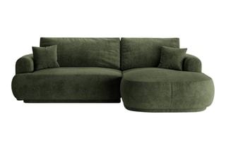 Canapé d’angle droit modulable et convertible Adriana - Vert - 5 places - Tissu velours
