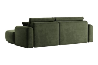 Canapé d’angle droit modulable et convertible Adriana - Vert - 5 places - Tissu velours