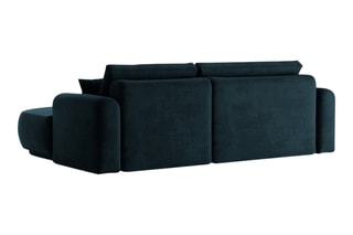 Canapé d’angle droit modulable et convertible Adriana - Bleu pétrole - 5 places - Tissu velours