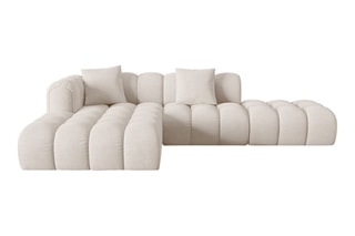 Canapé d’angle gauche modulaire Elise - Beige - 4 places - Tissu structurel