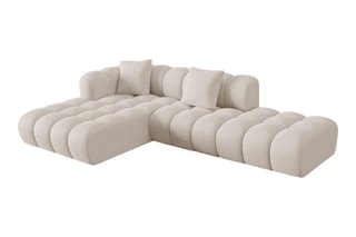 Canapé d’angle gauche modulaire Elise - Beige - 4 places - Tissu structurel