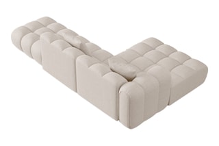 Canapé d’angle gauche modulaire Elise - Beige - 4 places - Tissu structurel