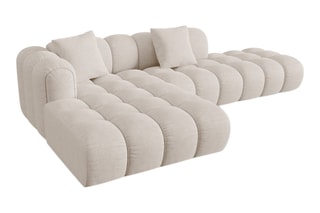 Canapé d’angle gauche modulaire Elise - Beige - 4 places - Tissu structurel