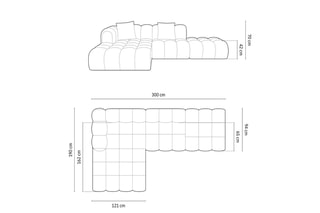 Canapé d’angle gauche modulaire Elise - Beige - 4 places - Tissu structurel