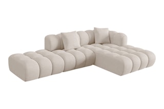 Canapé d’angle droit modulaire Elise - Beige - 4 places - En tissu chenille