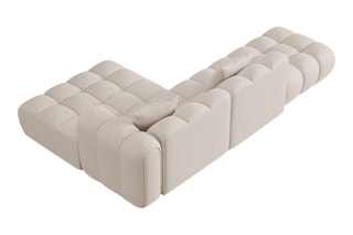 Canapé d’angle droit modulaire Elise - Beige - 4 places - En tissu chenille