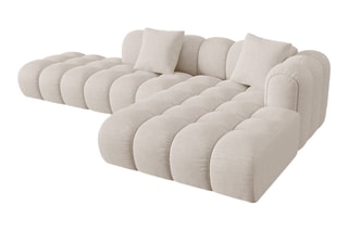 Canapé d’angle droit modulaire Elise - Beige - 4 places - En tissu chenille