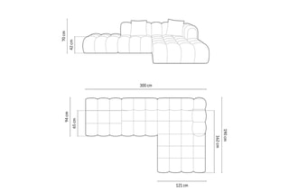 Canapé d’angle droit modulaire Elise - Beige - 4 places - En tissu chenille