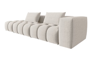 Canapé gauche modulaire Lorella - Beige - 3 places - Revêtement en tissu structurel