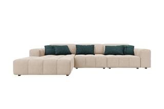 Canapé d'angle gauche Luc - Beige - 4 places - Toucher velours