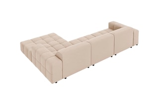 Canapé d'angle droit Luc - Beige - 4 places - Toucher velours