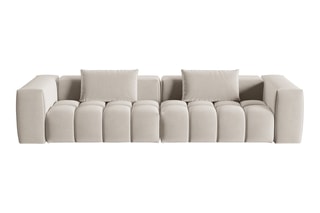 Canapé modulaire Lorella - Beige clair - 5 places - Revêtement en velours