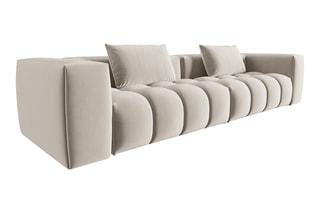 Canapé modulaire Lorella - Beige clair - 5 places - Revêtement en velours