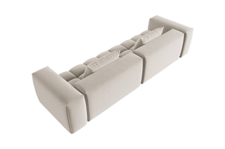 Canapé modulaire Lorella - Beige clair - 5 places - Revêtement en velours