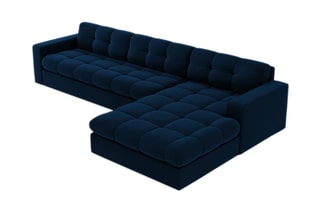 Canapé d'angle droit Yohan - Bleu roi - 4 places - En tissu synthétique