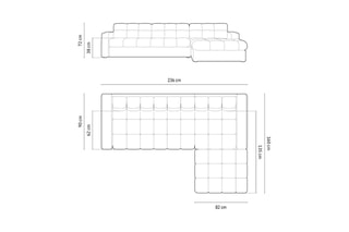 Canapé d'angle droit Yohan - Bleu roi - 4 places - En tissu synthétique