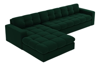 Canapé d’angle gauche Yohan - Vert bouteille - 4 places - Toucher velours