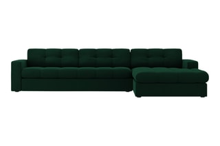 Canapé d’angle droit Yohan - Vert bouteille - 4 places - Toucher velours