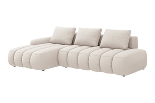 Canapé d'angle gauche convertible Simona - Beige - 4 places - En polyester