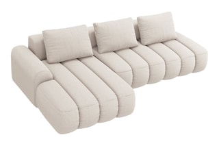 Canapé d'angle gauche convertible Simona - Beige - 4 places - En polyester