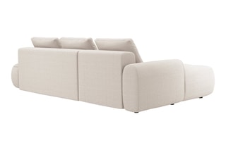 Canapé d'angle gauche convertible Simona - Beige - 4 places - En polyester
