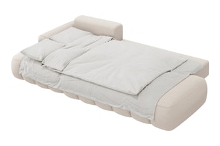 Canapé d'angle gauche convertible Simona - Beige - 4 places - En polyester