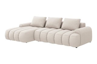 Canapé d'angle gauche convertible Simona - Beige - 3 places - En polyester