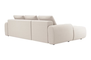 Canapé d'angle gauche convertible Simona - Beige - 3 places - En polyester