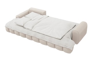 Canapé d'angle gauche convertible Simona - Beige - 3 places - En polyester