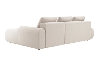 Canapé d'angle droit convertible Simona - Beige - 4 places - En polyester