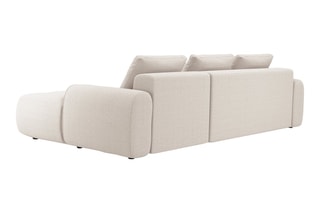 Canapé d'angle droit convertible Simona - Beige - 3 places - En polyester