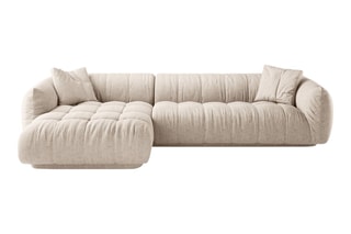 Canapé d'angle gauche modulaire Julia - Beige - 3 places - En tissu structurel