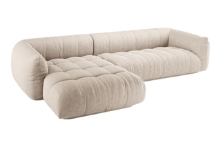 Canapé d'angle gauche modulaire Julia - Beige - 3 places - En tissu structurel