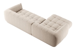 Canapé d'angle gauche modulaire Julia - Beige - 3 places - En tissu structurel