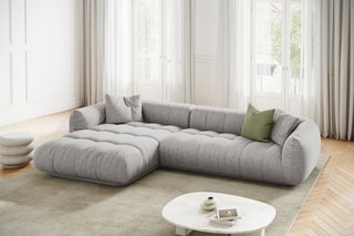 Canapé d’angle gauche modulaire Julia - Gris clair - 3 places - En polyester et nylon