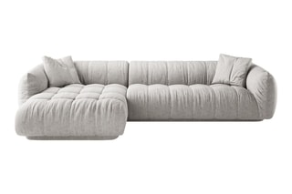 Canapé d’angle gauche modulaire Julia - Gris clair - 3 places - En polyester et nylon