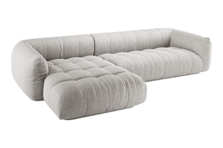 Canapé d’angle gauche modulaire Julia - Gris clair - 3 places - En polyester et nylon