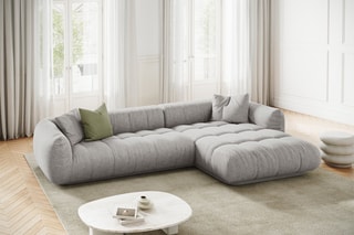 Canapé d’angle droit modulaire Julia - Gris clair - 3 places - En polyester et nylon