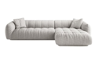 Canapé d’angle droit modulaire Julia - Gris clair - 3 places - En polyester et nylon