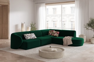 Canapé d'angle droit modulaire Lionel - Vert bouteille